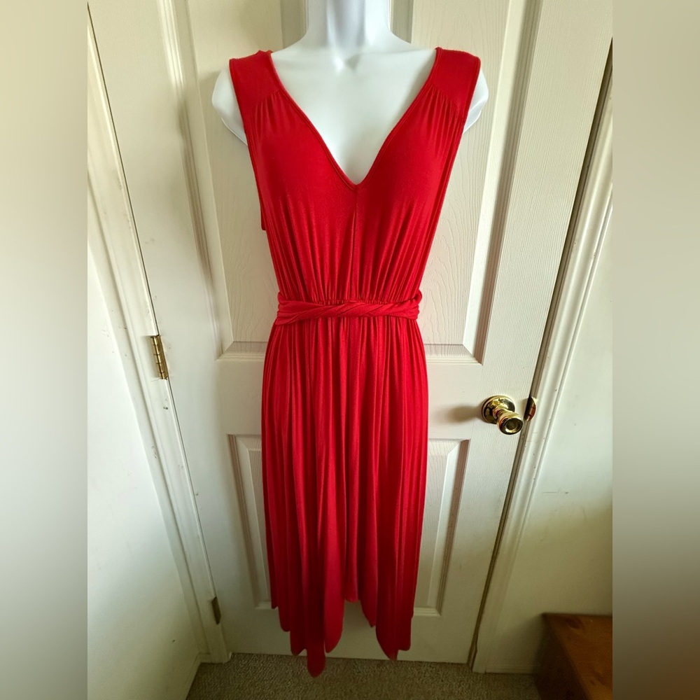 Signature by Sangria Red Ruched V-Neck Sundress